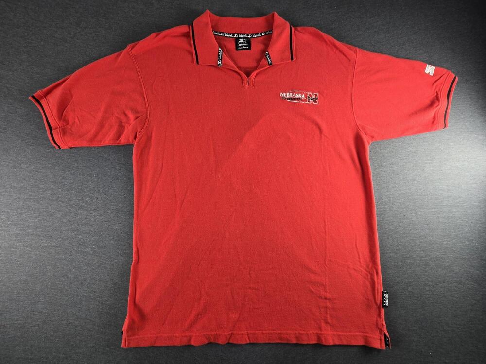 Nebraska Cornhuskers Polo Shirt Mens XL Red NCAA Football Starter Embroidered